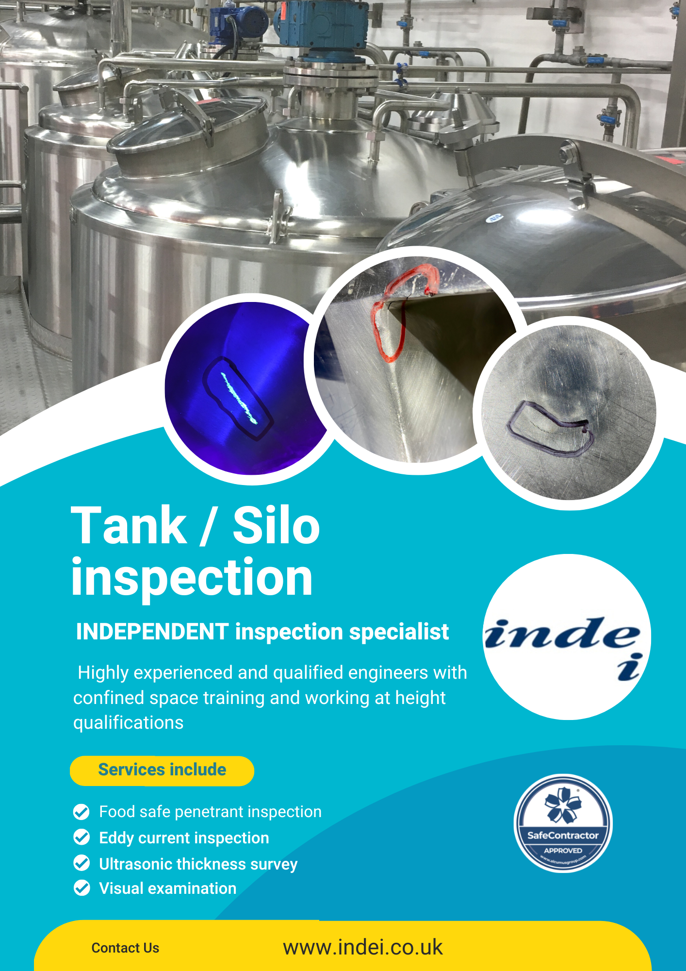 Tank, vat, vessel and silo inspection